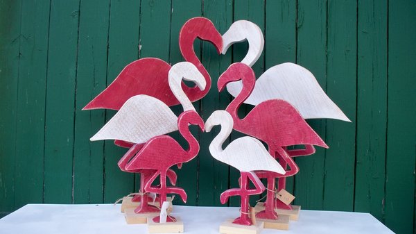 Flamingo, massives Eichenholz,weiß oder rose, 3 Größen
