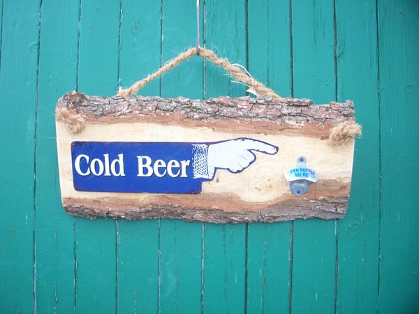 Brett, Blech"Cold beer", Hand rechts, Öffner