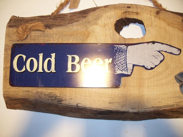 Brett, Blech"Cold beer", Hand rechts, Öffner