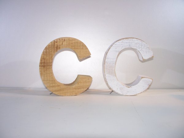 Buchstabe "C" , natur o. weiß , massiv Eiche, - 6 ,11, 20 cm