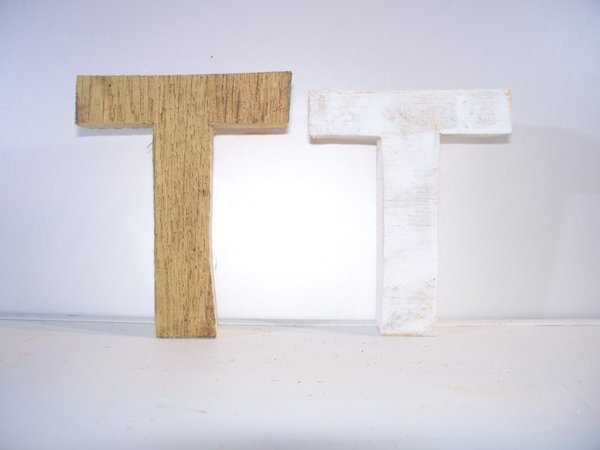 Buchstabe "T" , natur o. weiß , massiv Eiche, - 6 ,11, 20 cm